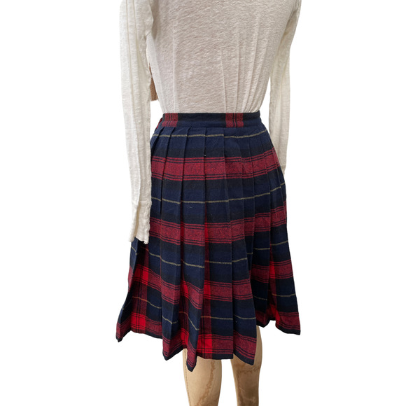 Vintage‎ Skirt Plaid Wrap Wool sz S 25in w Tartan Buffalo Fringe - Picture 5 of 6